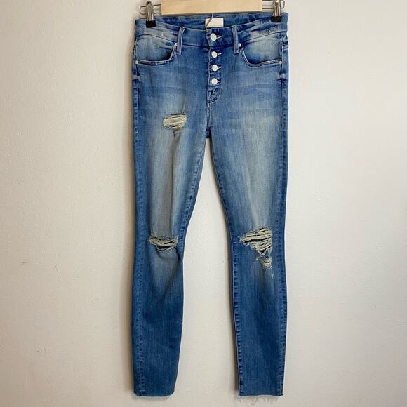 Mother Denim Women's Jeans The Pixie Fray Slim Stretch Exposed Fly Dostressed 24 - Picture 1 of 10